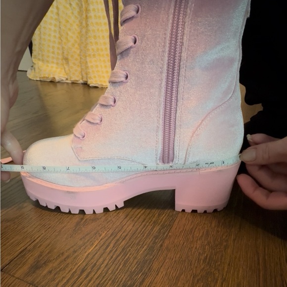 Sugar Thrillz Pink Velvet Obsidian Pocket Combat Boots | Dolls Kill - Picture 16 of 16